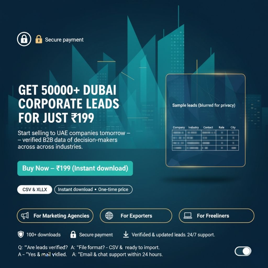 Dubai Verified Leads Pack – 50,000+ Business & Corporate Contacts